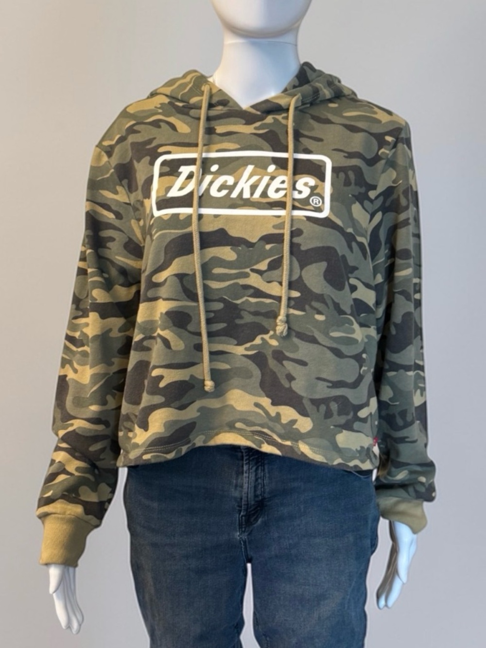 Dickies Green Camo Cropped Hoodie with Logo
